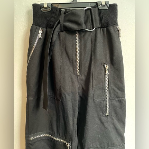 3.1 Phillip Lim black zipper gabardine wool flight cargo jogger pants, 00, 0, 2 - Picture 6 of 7
